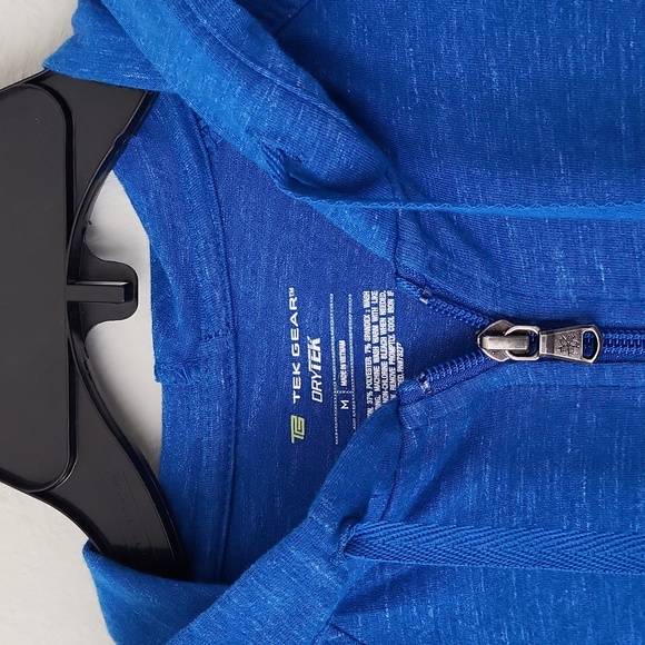 Tek Gear Royal Blue DryTek Hoodie Thumb Opening Zip Up Size Medium - Picture 3 of 10